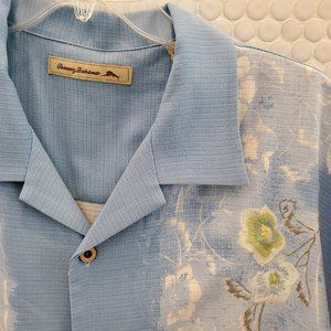 Tommy Bahama Embroidered Floral Silk Camp shirt L